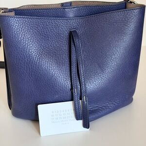 Maison Margiela Calf Leather Bucket Bag Blue Crossbody MM6
